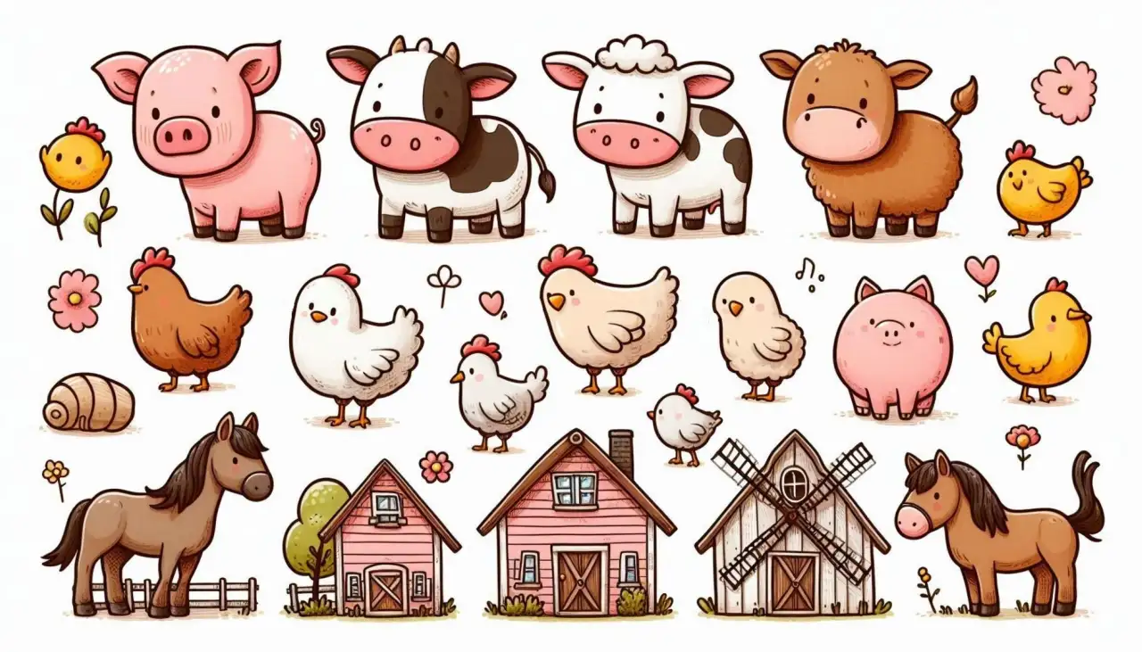 Farm állatok szögletes A4