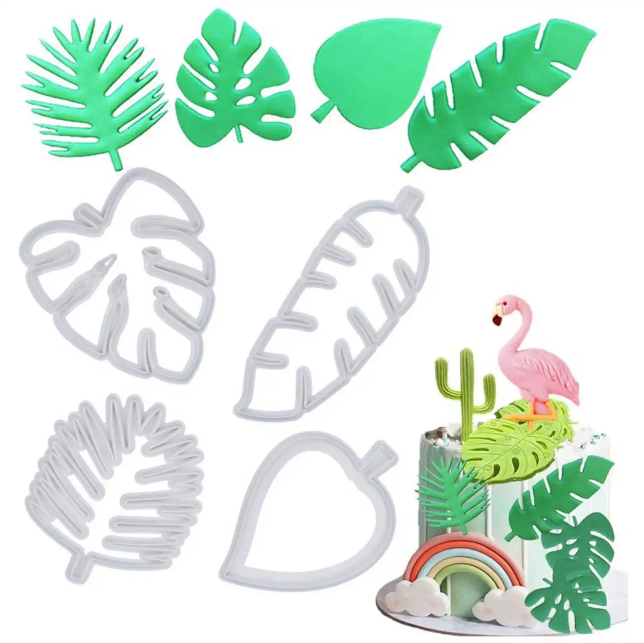 4 darabos fondant és marcipán kiszúró – Trópusi levelek