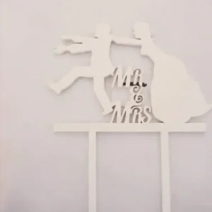 Díszítő beszúró -  Fehér fa menekülő vőlegény -  13x16cm