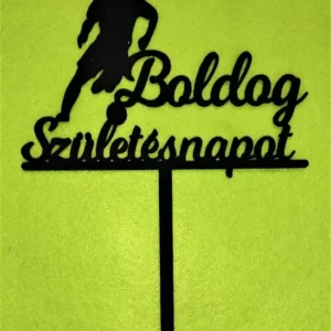 Díszítő beszúró - Fekete fa Focis Boldog születésnapot 14,5x19,5 cm