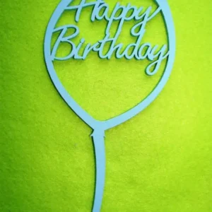 Díszítő beszúró - Világoskék fa Torta dísz Happy Birthday Lufis tortadísz 9cm x 18cm