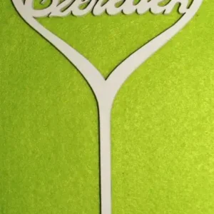 Díszítő beszúró - Fehér fa Szeretlek felirat  szívben 10x17cm