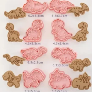 8 darabos műanyag süteménykiszúró és nyomda, sütipecsét – Dinoszaurusz (CK-10)