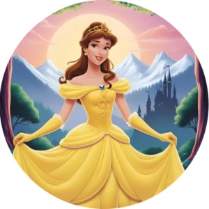 Barna hajú hercegnő sárga ruhában1 kerek 20cm