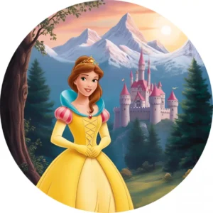 Barna hajú hercegnő sárga ruhában2 kerek 20cm