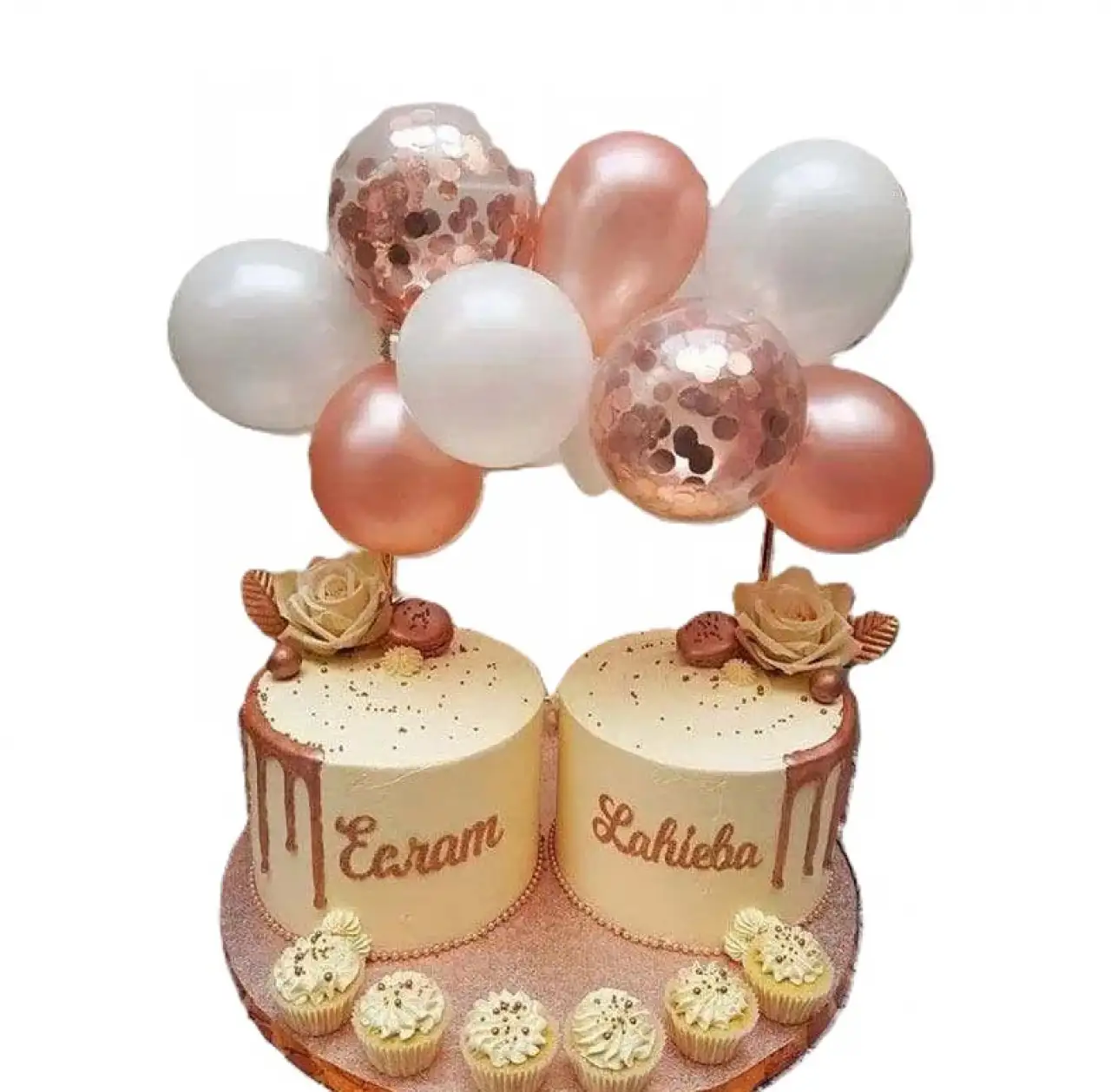 Lufis tortadekoráció, tortadísz – Rózsaszín, Fehér