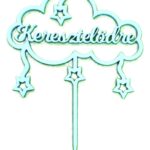 Torta beszúró fa - Keresztelődre felirattal  - Kék felhő  15cm x 19cm