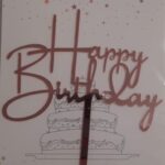 Torta beszúró - Happy Birthday felirat - Hurkos B-betűvel - akril Rose Gold