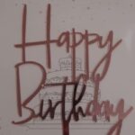 Torta beszúró - Happy Birthday felirat - szálkás betűvel - akril Rose Gold