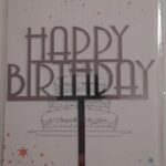 Torta beszúró - Happy Birthday akril szögletes nagybetű - Ezüst