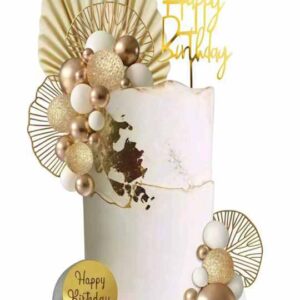 Tortadísz - Arany bézs beszúró szett pálmalevelekkel  29 részes