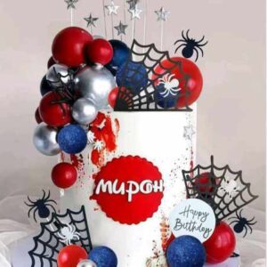 Tortadísz - Pókemberes kék-piros beszúró szett   37 részes